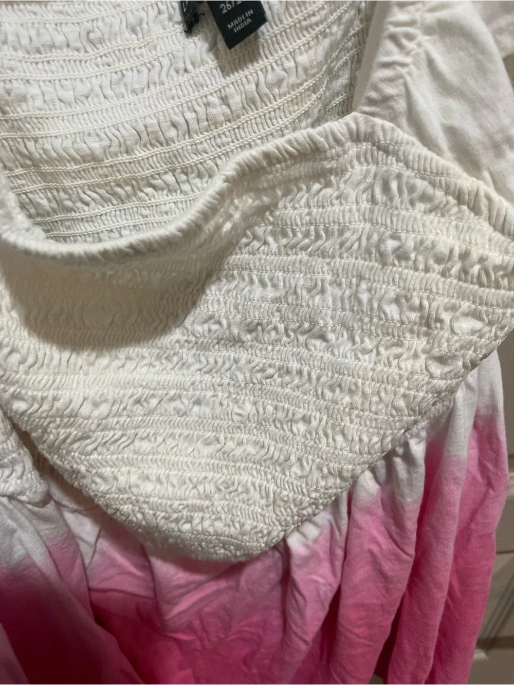 Lane Bryant White to Pink Ombre Smocked Camisole with Ruffle Sleeves - Picture 2 of 4
